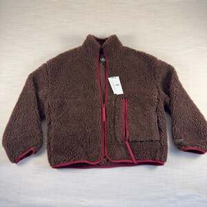 UGG Marlene Confetti Sherpa Fleece Jacket in Chocolate/Pink